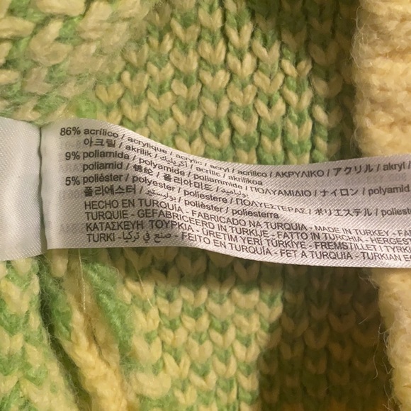 🔖 S ZARA Floral Jacquard Knit Retro Pop Flower Chunky Knit Cardigan Yellow - Picture 13 of 13